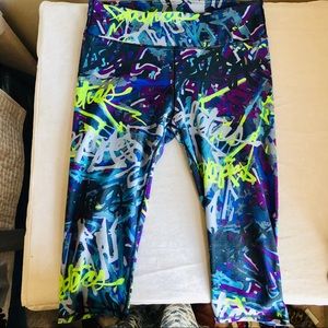 Fabletics Neon Graffiti Print Cropped Yoga Pants